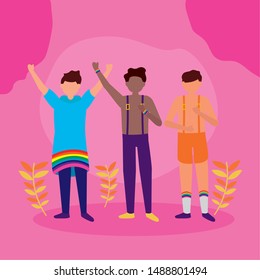 men group celebration queer community lgbtq vector illustration