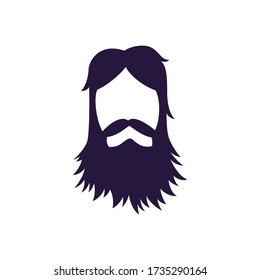Men hair and beard vector illustration, flat silhouette
