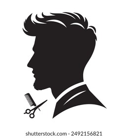 Men hair cut silhouette vector image with white background