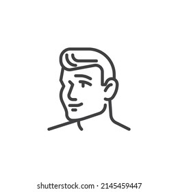 Men haircut line icon. linear style sign for mobile concept and web design. Man with stylish hairstyle outline vector icon. Symbol, logo illustration. Vector graphics