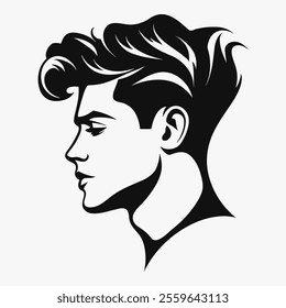 Men haircut logo design. Black silhouette on white background. Vector icon.