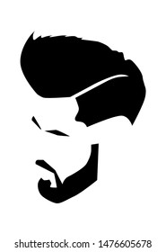 men haircuts and men hairstyles. The element of the head and face hipster. Hair and beard. Vector illustration. Fashion and style. black hair guy