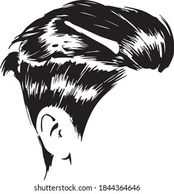 Men hairstyle in black and white vector 