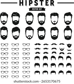 Men hairstyles and haircut with beard vector illustration
