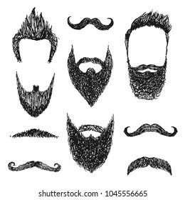 Men hairstyles hand drawn