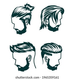 men hairstyles template vector logo