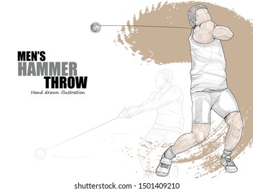 men hammer throw vector illustration. sport background design. hammer throw wallpaper.