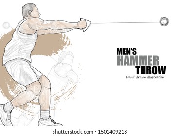 men hammer throw vector illustration. sport background design. hammer throw wallpaper.