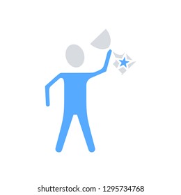 Men hand holding a trophy icon - Flat icon vector