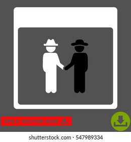 Men Handshake Calendar Page icon. Vector EPS illustration style is flat iconic bicolor symbol, black and white colors.