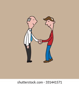 Men Handshake Cartoon Drawing Vector: เวกเตอร์สต็อก (ปลอดค่าลิขสิทธิ์