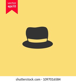 Men hat icon. Headgear icon. Yellow background. EPS 10 vector sign.