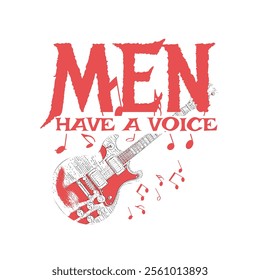 men have a voice slogan and guitar illustration for streetwear