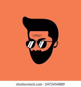 men head barbershop haircut modern logo design vector