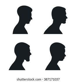 Men head black silhouette