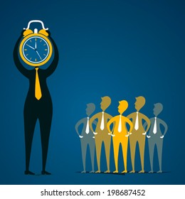 men head cover with clock  and see the team member concept vector