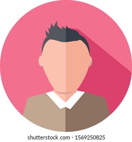 men head in flat style. Vector illustration in the circle. Business cartoon style people.