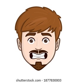 men head scared. comic avatar isolated.