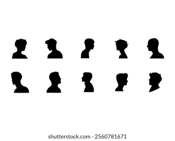 Men Head Silhouette Element Set