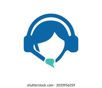 Men head social communication and chat logo design vector template.