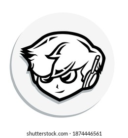 cabeza masculina, vector de cabeza masculina con pelo fresco, color negro y blanco, línea de arte, para la ilustración del logo de mascota.