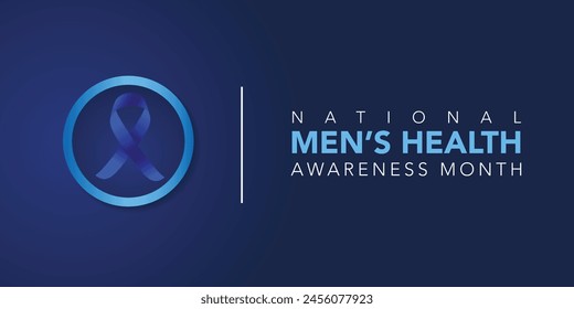 Men health awareness month poster or banner of blue ribbon. Vector no shave symbol for social solidarity event against man Movember healthcare prostate cancer campaign. Takes place in June