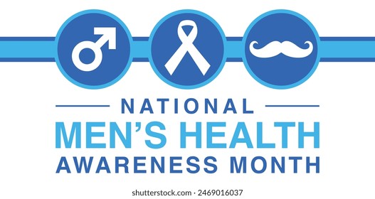 Men health awareness month poster or banner of blue ribbon. Vector no shave symbol for social solidarity event against man Movember healthcare prostate cancer campaign.
