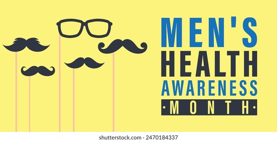 Afiche del mes de concienciación sobre la salud masculina o Anuncio de cinta azul. Vector sin afeitar símbolo de solidaridad social contra la campaña de Movember por el cáncer de próstata.
