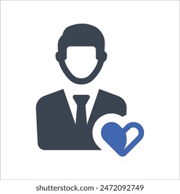 Icono del corazón de los hombres, gráficos de Vector