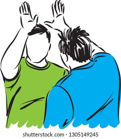 men hi five vector illustration