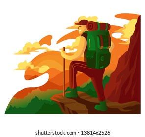 Men hiking on the mountain