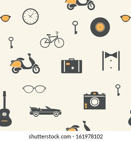 Men Hipster Style Seamless Pattern