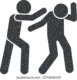 Men hit punch icon vector illustration in stamp style