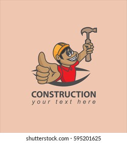 Men hold a hammer on his hand illustration for construction company