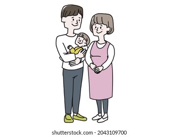 Men holding babies and pregnant women