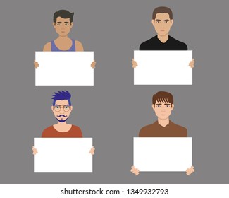 men holding a blank poster