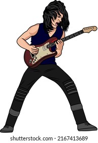 Men holding electric guitar vector cartoon