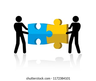 Men Holding Puzzle Parts Team Work Stock Vector (royalty Free 