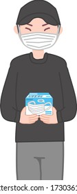 Men holding a surgical mask.