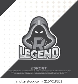 Men in hood sweater vector illustration, letter R esport design, Gamer mascot logo design vector