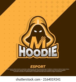 Men in hood sweater vector illustration, letter M esport design, Gamer mascot logo design vector