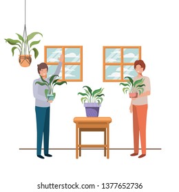 men with houseplant avatar character