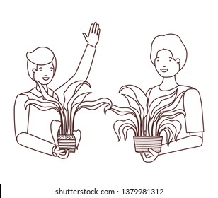 men with houseplant avatar character