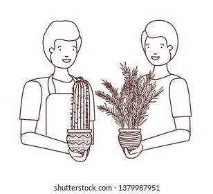 men with houseplant avatar character