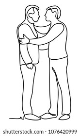 People Hugging Drawing Outline