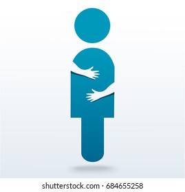 men icon with hands hugging vector illustration