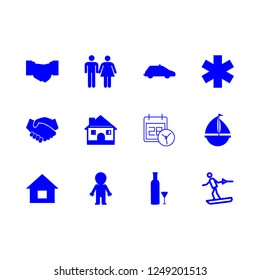 men icon set about home, button, hand shake and taxi vector set