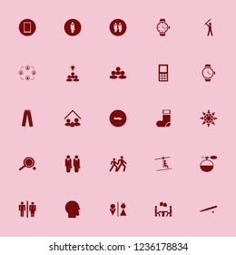 men icon. men vector icons set work group at the table, wc, ping pong and watch