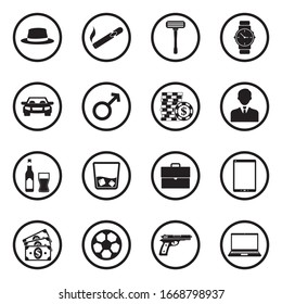 Männer-Symbole. Schwarzes Flachdesign im Kreis. Vektorillustration Illustration.