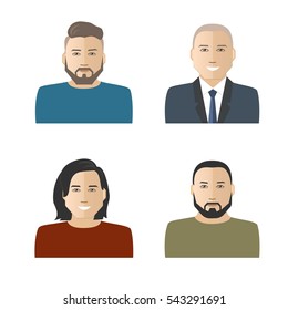 Men icons. Four different images of men. Can be used for the websites, blogs and forums. Vector illustration.